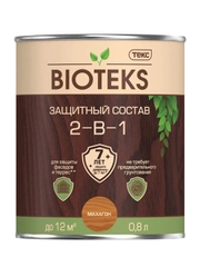 Защитный лессирующий состав для дерева Bioteks 2-в-1, 0,8 л, махагон