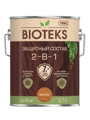 Защитный лессирующий состав для дерева Bioteks 2-в-1, 2,7 л, махагон