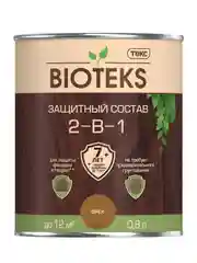 Защитный лессирующий состав для дерева Bioteks 2-в-1, 0,8 л, орех