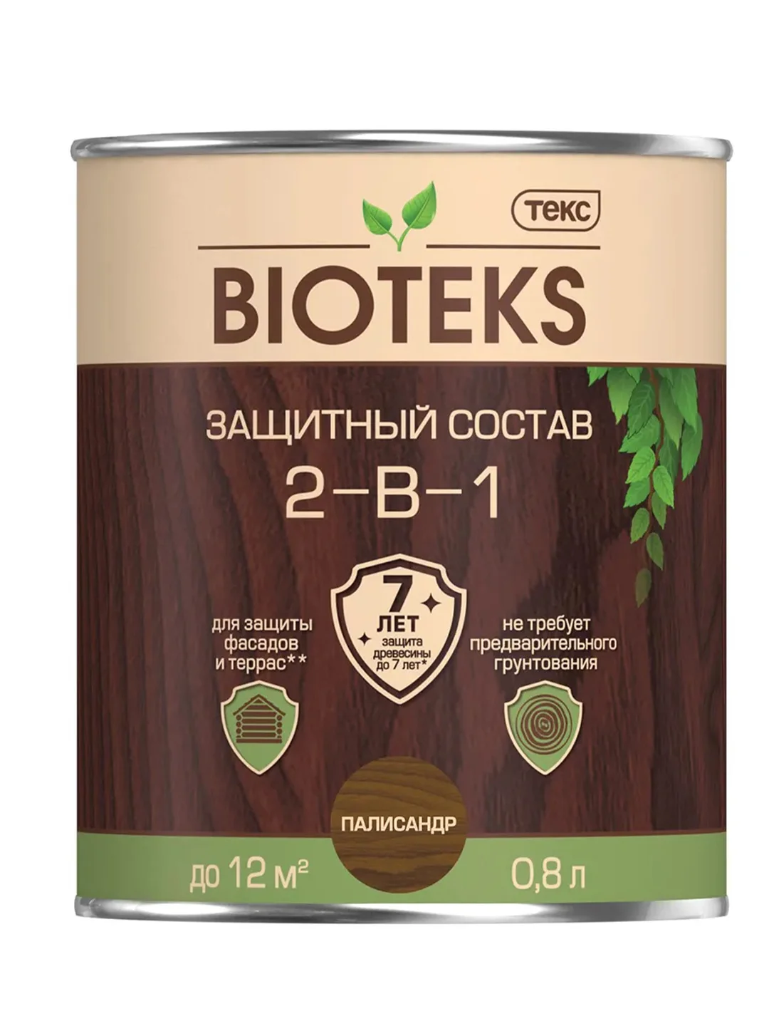 Защитный лессирующий состав для дерева Bioteks 2-в-1, 0,8 л, палисандр