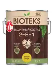 Защитный лессирующий состав для дерева Bioteks 2-в-1, 2,7 л, золотая сосна