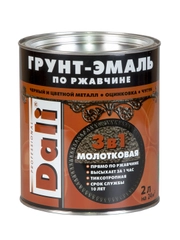 Грунт-эмаль по ржавчине Dali 3 в 1, молотковая, 2 л, серебристая