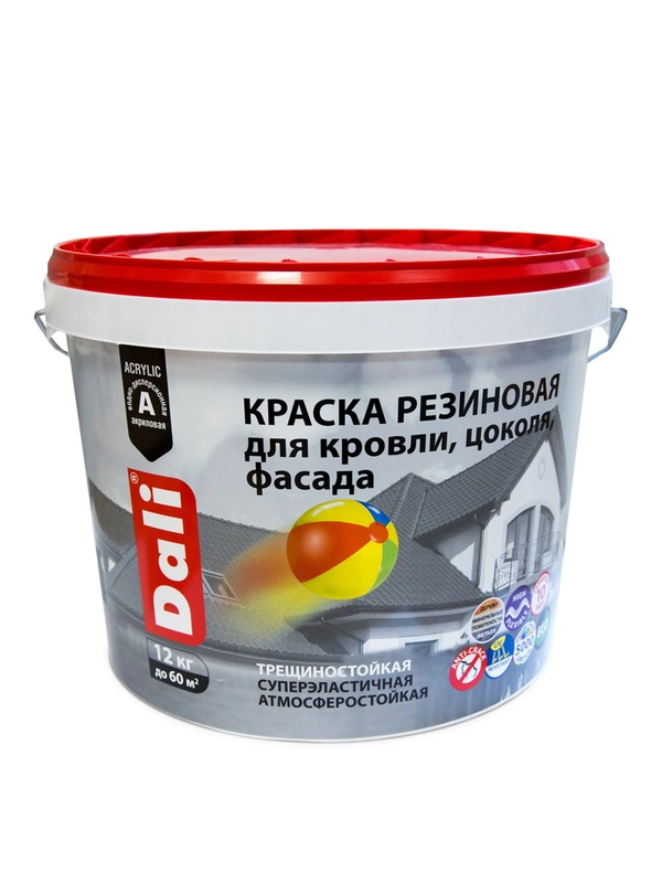 Краска резиновая Dali, глубокоматовая, 12 кг, RAL 7024, серый графит