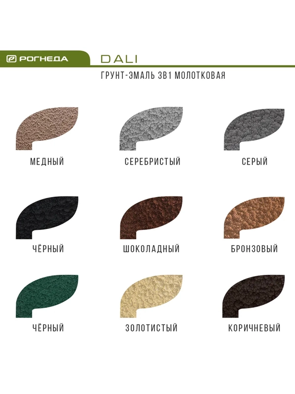 Грунт-эмаль по ржавчине Dali 3 в 1, молотковая, 10 л, черная