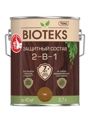 Защитный лессирующий состав для дерева Bioteks 2-в-1, 2,7 л, тик
