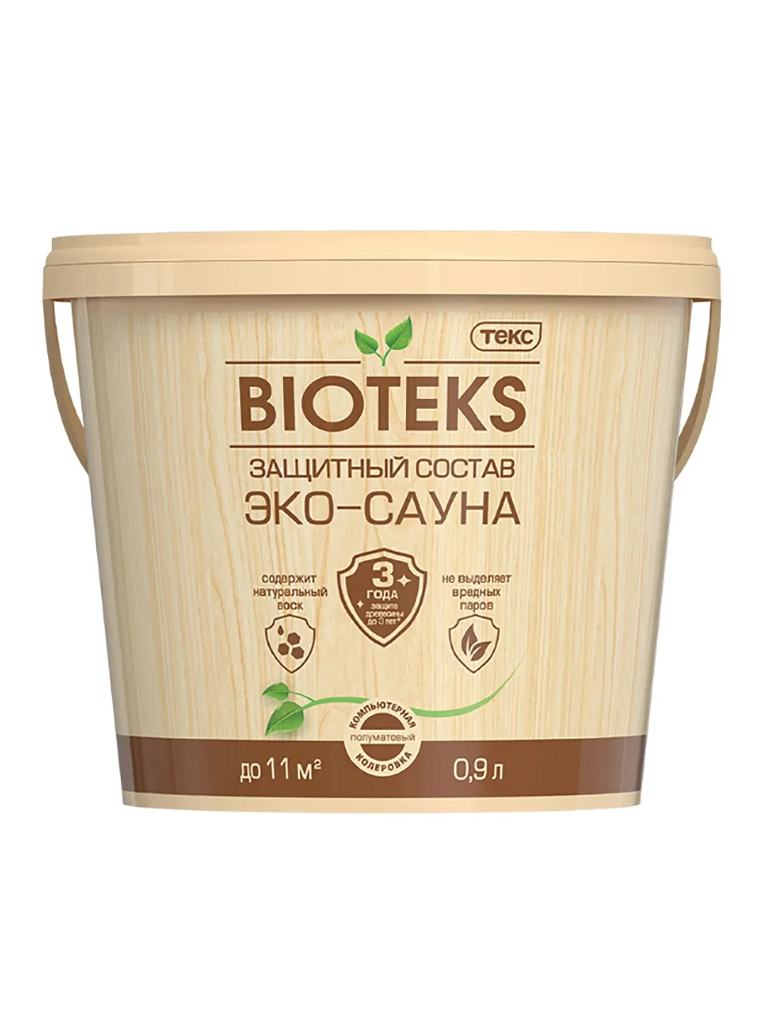 Защитный состав Bioteks Эко-сауна, полуматовый, бесцветный, 0,9 л