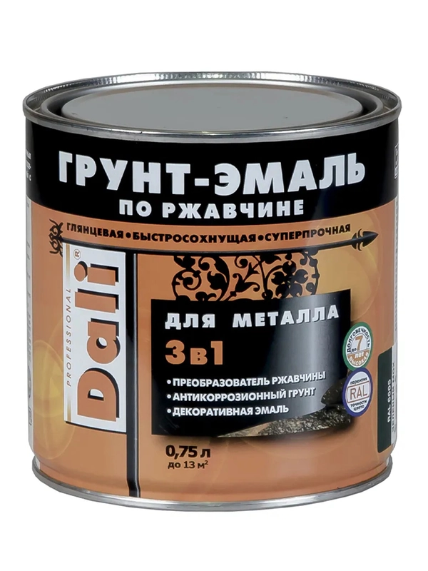 Грунт-эмаль по ржавчине Dali 3 в 1, глянцевая, 0,75 л, RAL 5002, ультрамарин