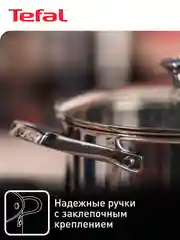 Серебряный кастрюля 5.4 л Tefal Cook Eat B9214674 с крышкой 24 см