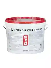 Краска для кухни и ванной Dali, латексная, глубокоматовая, база A, супербелая, 9 л