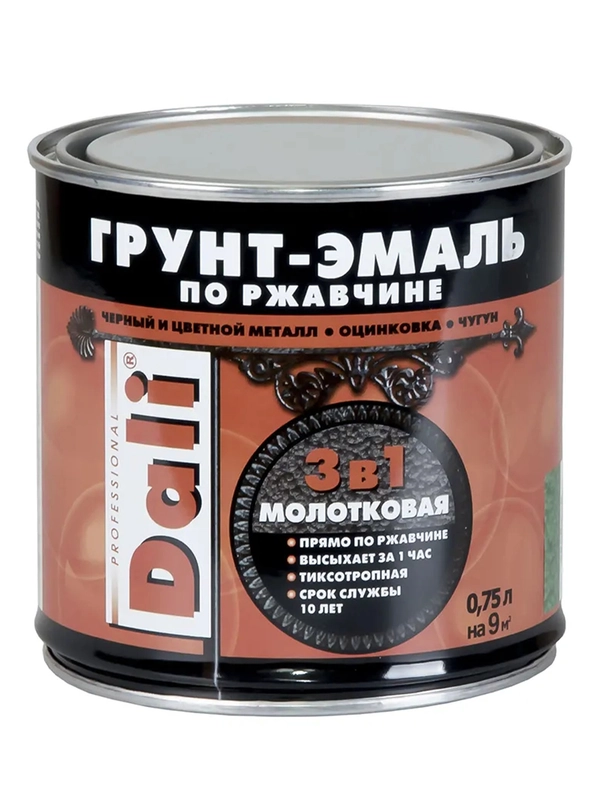 Грунт-эмаль по ржавчине Dali 3 в 1, молотковая, 0,75 л, медная