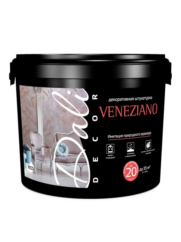 Штукатурка декоративная Dali-Decor Veneziano, акриловая, белая, 15 кг