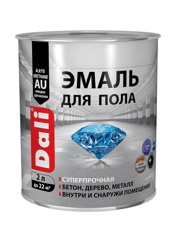 Эмаль для пола Dali, алкидно-уретановая, глянцевая, красно-коричневая, 2 л