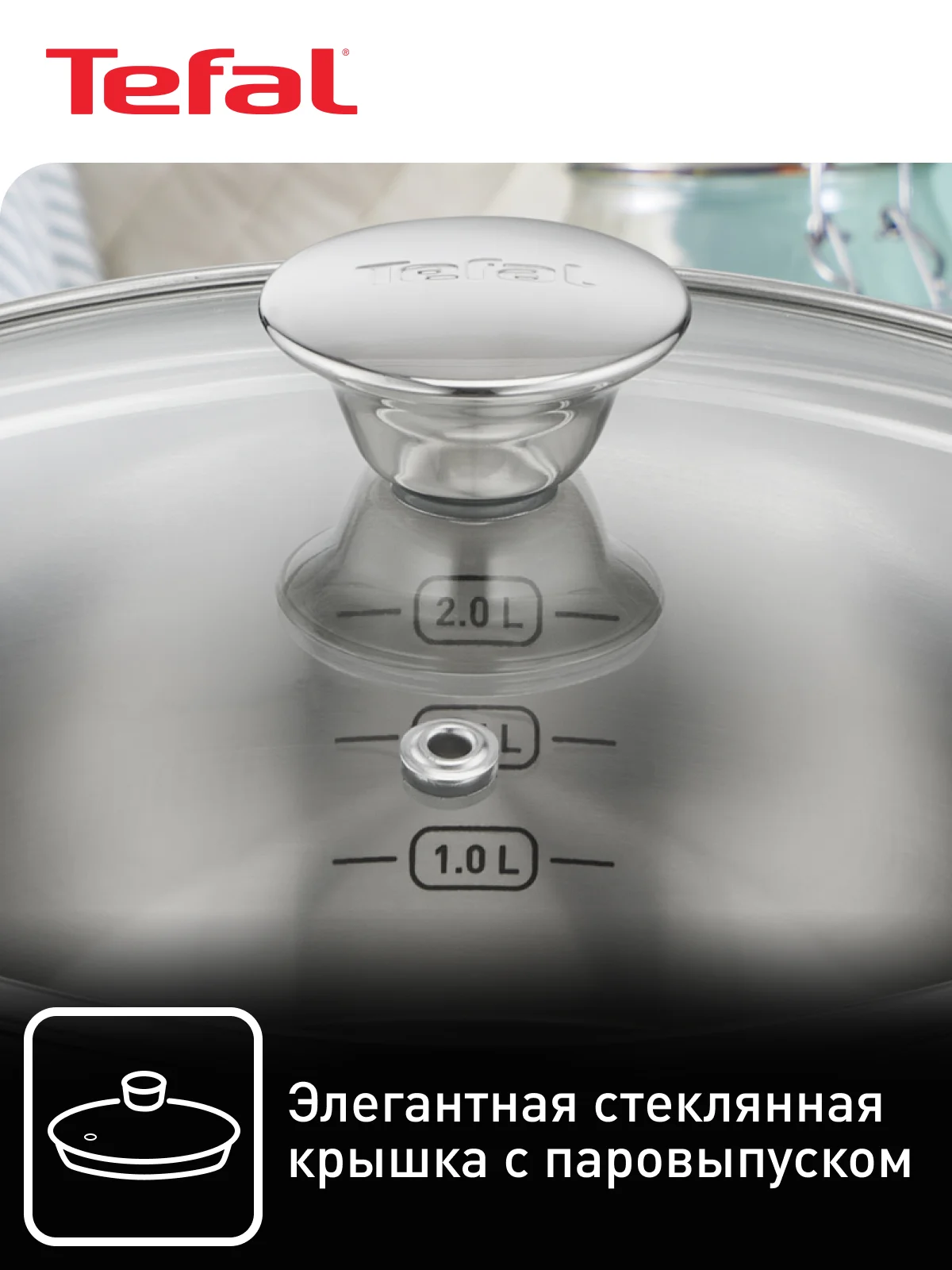 Серебряный набор посуды с крышкой Tefal Cook Eat B922S434 28/20/16 см