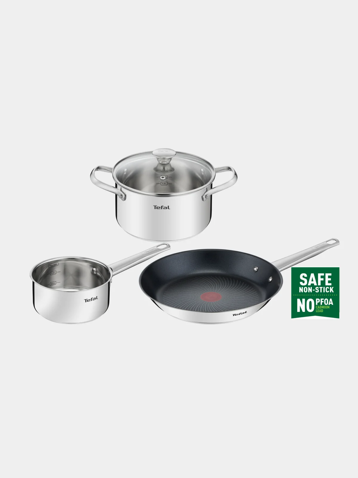 Серебряный набор посуды с крышкой Tefal Cook Eat B922S434 28/20/16 см