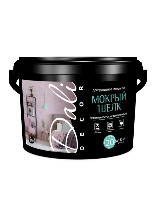 Штукатурка декоративная Dali-Decor Мокрый шелк, акриловая, перламутровая, белая, 5 кг