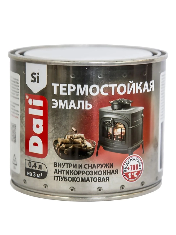 Эмаль термостойкая Dali, матовая, серебро, 0,4 л