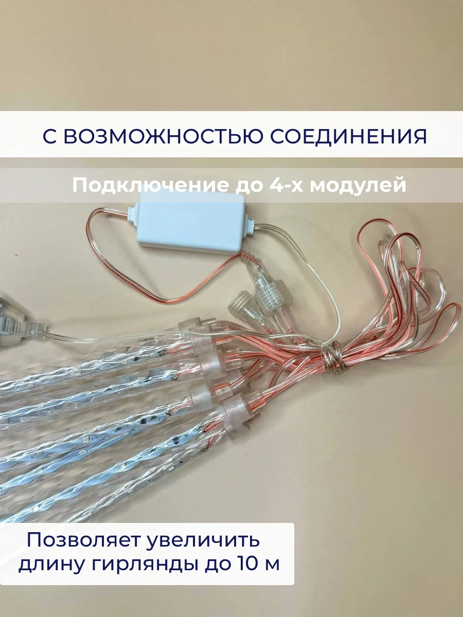 Белый гирлянда сосульки тающие уличная светодиодная 30 см