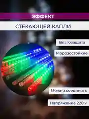 Разноцветный гирлянда сосульки тающие уличная светодиодная 30 см