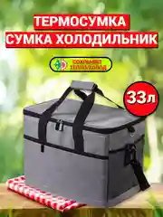 Серый металлик большая термосумка, сумка холодильник 33 л