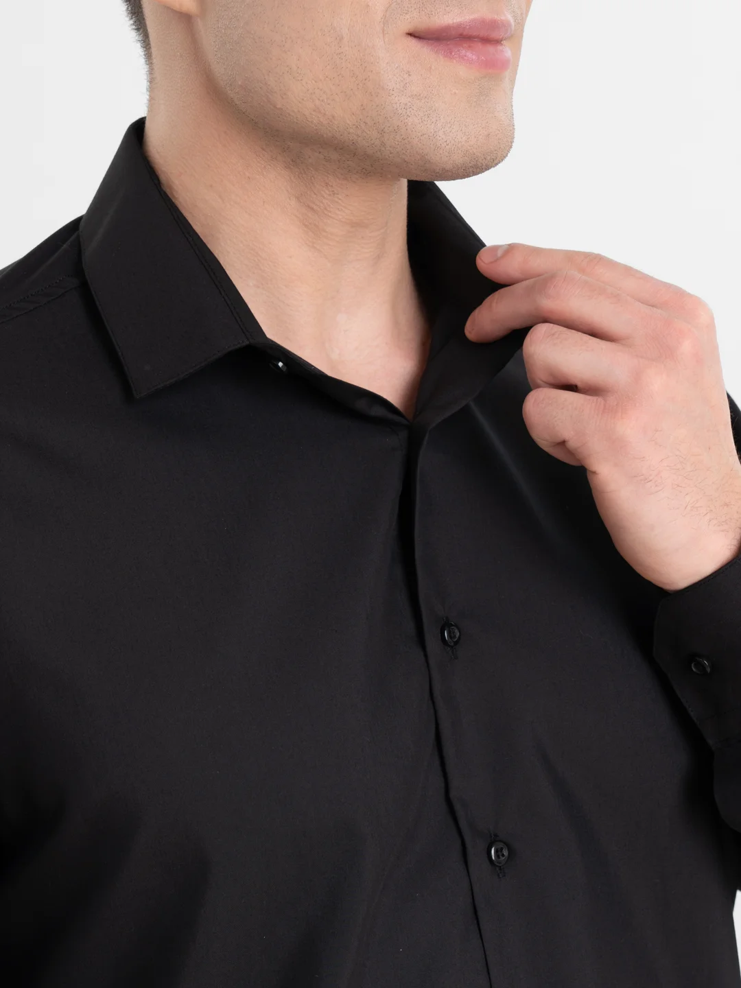 Черный рубашка классическая с длинным рукавом, приталенная Slim fit