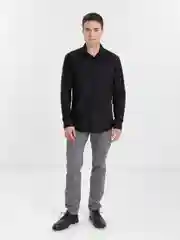 Черный рубашка классическая с длинным рукавом, приталенная Slim fit