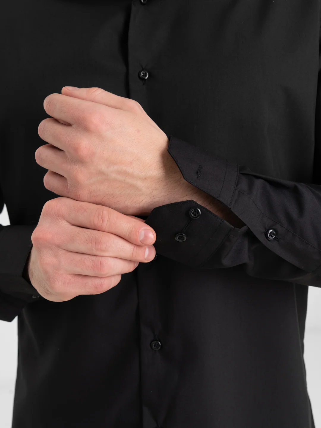 Черный рубашка классическая с длинным рукавом, приталенная Slim fit