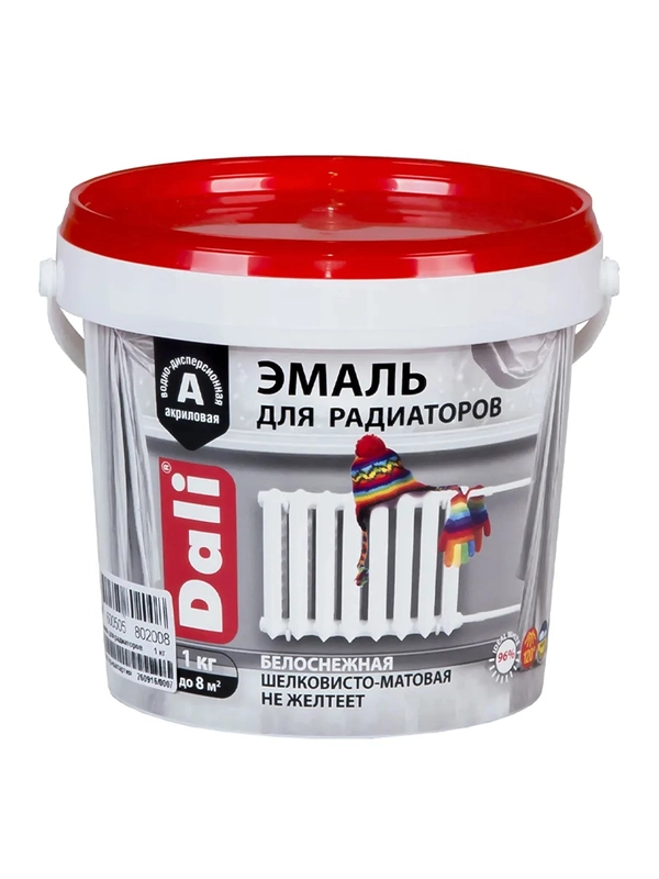 Эмаль для радиаторов Dali, акриловая, шелковисто-матовая, белая, 1 кг