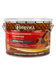 Декоративная пропитка для дерева Drevika Экстра 3 в 1, полуматовая, 9 л, орегон