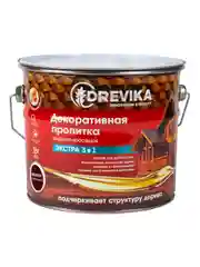 Декоративная пропитка для дерева Drevika Экстра 3 в 1, полуматовая, 3 л, махагон