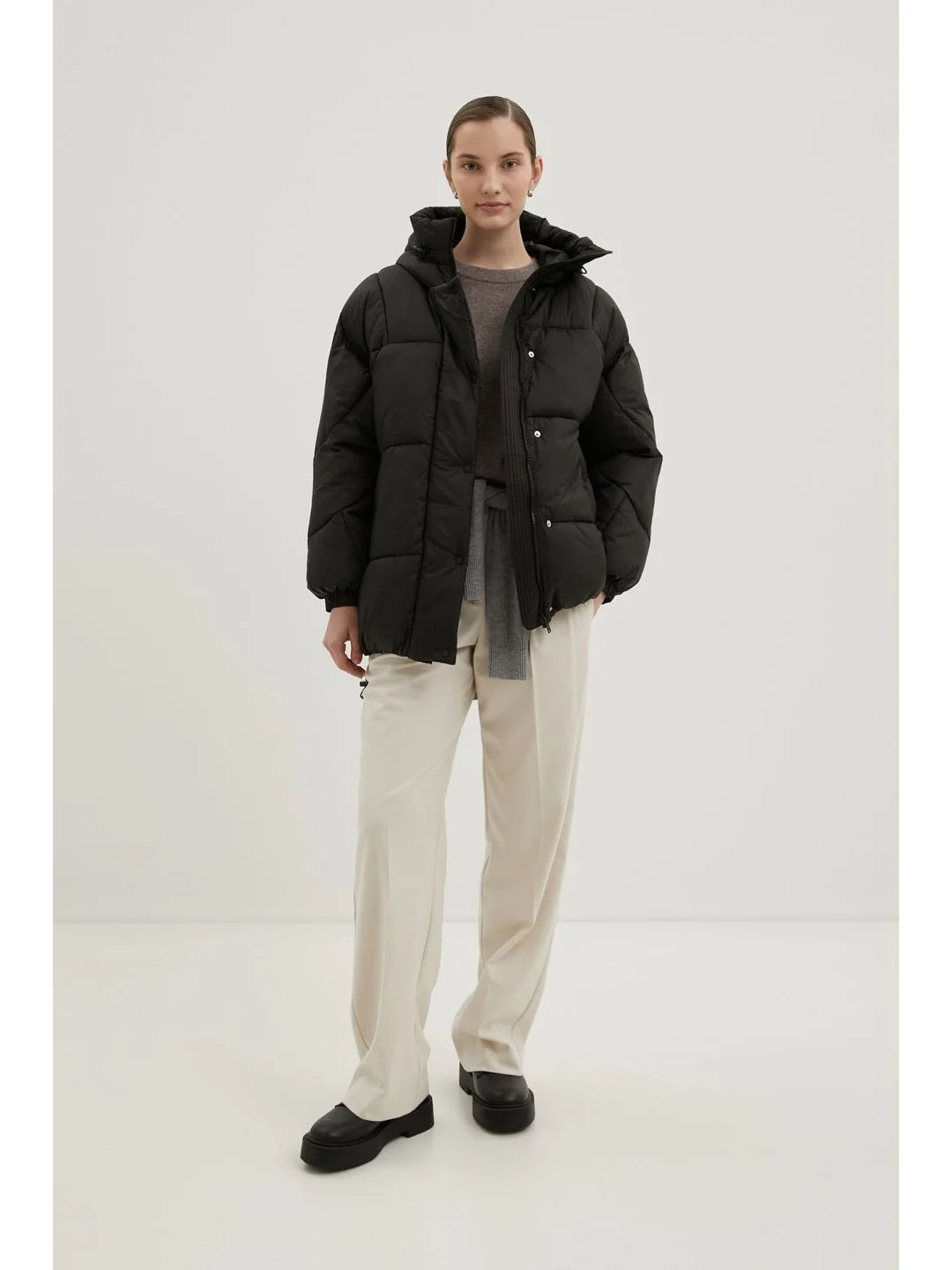 Черный куртка oversize силуэта с капюшоном