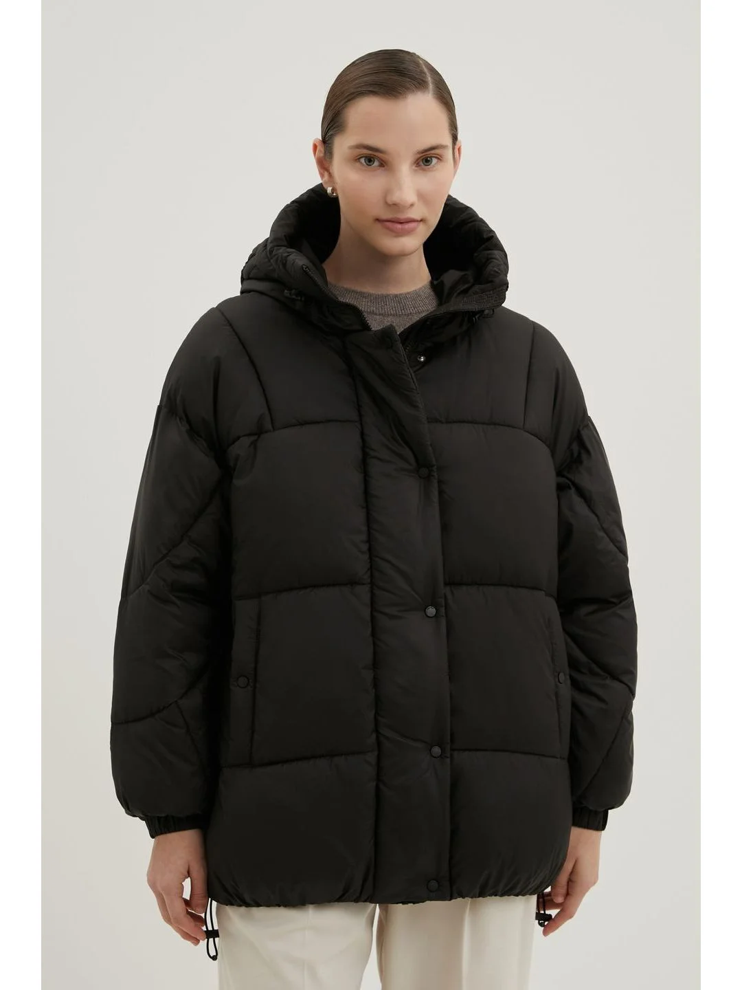 Черный куртка oversize силуэта с капюшоном