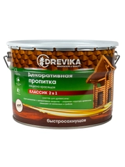 Декоративная пропитка для дерева Drevika Классик 2 в 1, полуматовая, 9 л, белая