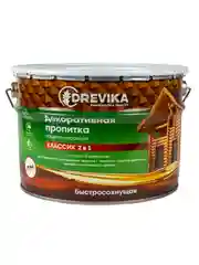 Декоративная пропитка для дерева Drevika Классик 2 в 1, полуматовая, 9 л, белая