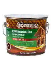 Декоративная пропитка для дерева Drevika Классик 2 в 1, полуматовая, 2,7 л, тик