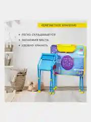 Комплект детской мебели голубой КОСМОС: cтол + стул, пенал, BRAUBERG NIKA KIDS, 532634