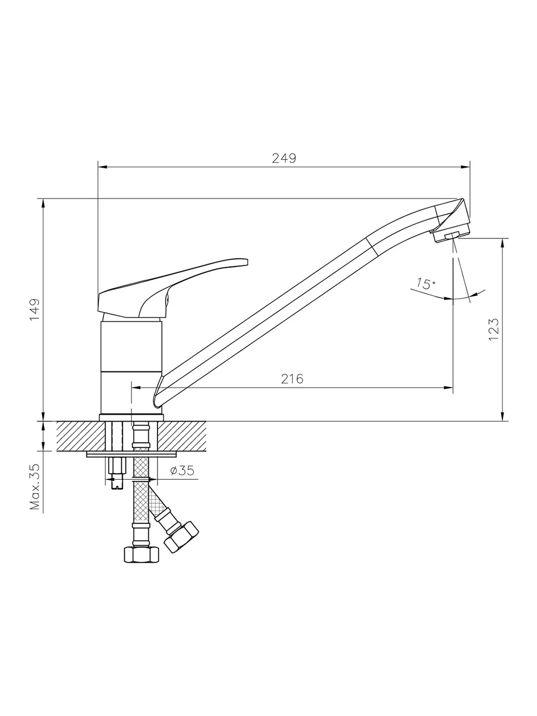 Смеситель для кухни Decoroom DR21018, однорычажный, хром