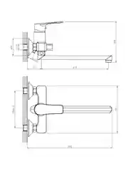 Смеситель для ванны с душем Decoroom DR23043, с длинным изливом, однорычажный, хром