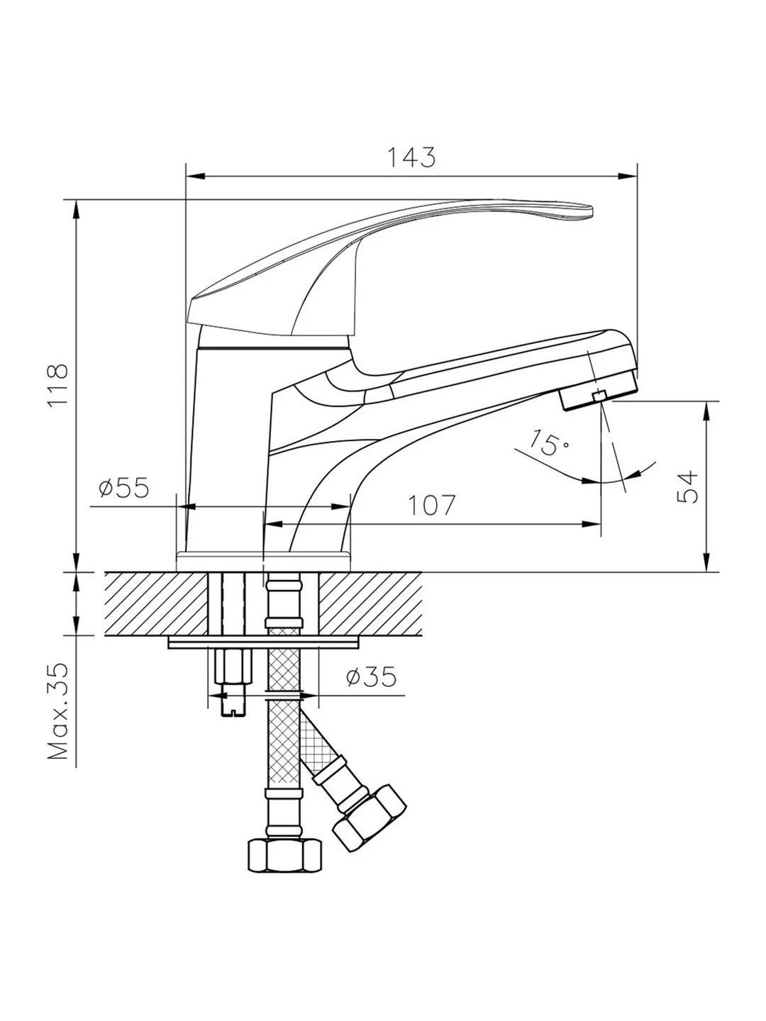 Смеситель для раковины с коротким изливом Decoroom DR71011, однорычажный, хром