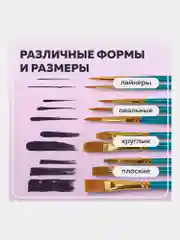 Кисти / кисточки для акварели, гуаши для рисования синтетика Brauberg Набор 10 штук 201030