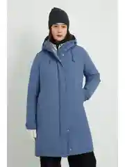 Синий пуховое пальто с капюшоном