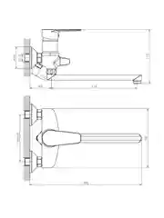 Смеситель для ванны с душем Decoroom DR72043, с длинным изливом, однорычажный, хром