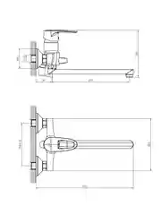 Смеситель для ванны с душем Decoroom DR70043, с длинным изливом, однорычажный, хром