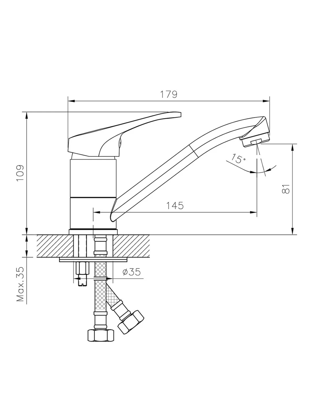 Смеситель для раковины с поворотным изливом Decoroom DR21012, однорычажный, хром