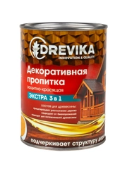 Декоративная пропитка для дерева Drevika Экстра 3 в 1, полуматовая, 0,8 л, сосна