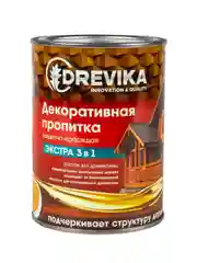 Декоративная пропитка для дерева Drevika Экстра 3 в 1, полуматовая, 0,8 л, сосна