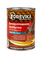 Декоративная пропитка для дерева Drevika Экстра 3 в 1, полуматовая, 0,8 л, ваниль