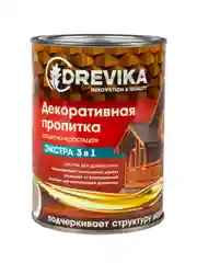 Декоративная пропитка для дерева Drevika Экстра 3 в 1, полуматовая, 0,8 л, ваниль