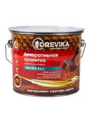 Декоративная пропитка для дерева Drevika Экстра 3 в 1, полуматовая, 3 л, груша