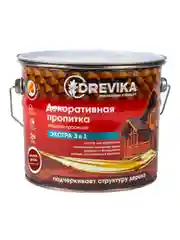 Декоративная пропитка для дерева Drevika Экстра 3 в 1, полуматовая, 3 л, красное дерево