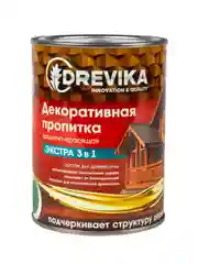Декоративная пропитка для дерева Drevika Экстра 3 в 1, полуматовая, 0,8 л, олива
